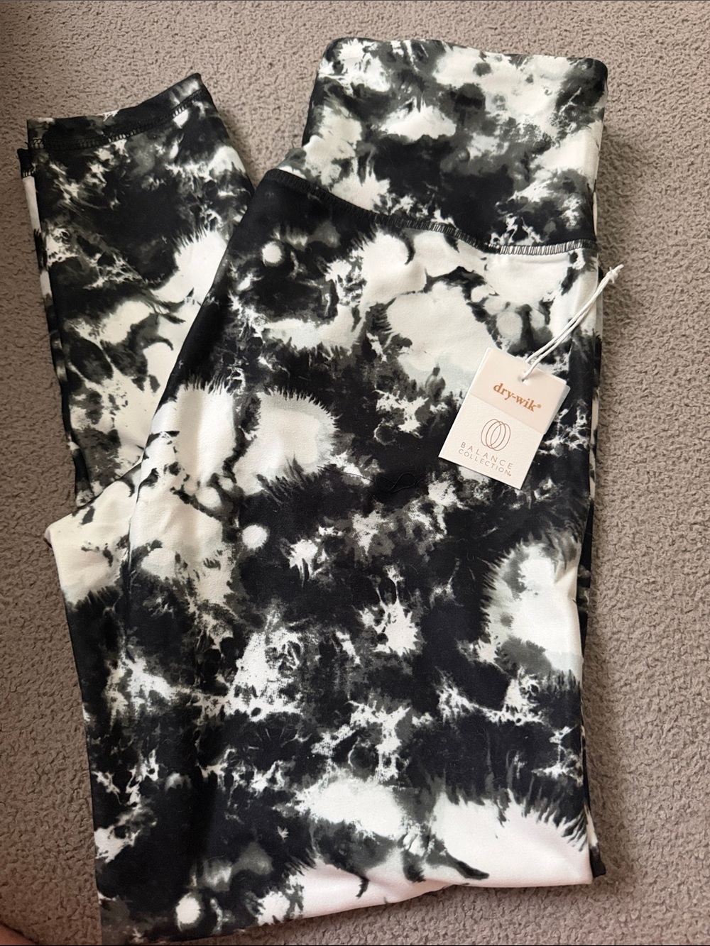 Balance Collection Black and White Tie-Dye High-Waist Leggings